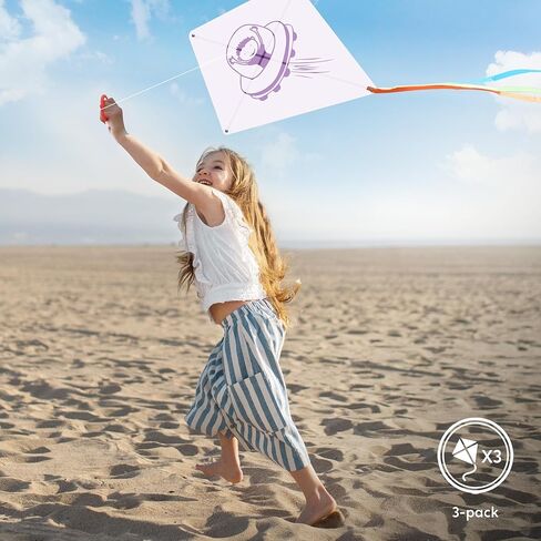 SYNCFUN 3 عبوات من الطائرات الورقية للأطفال مع 10 أقلام تلوين، يصنع الأطفال مجموعات حرفية بكميات كبيرة، حزمة تزيين حفلات التلوين، طائرة ورقية للشاطئ سهلة الطيران للألعاب والأنشطة الخارجية in Kuwait