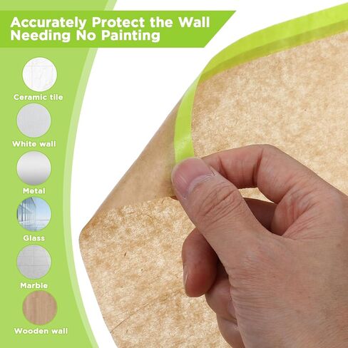 4 Rolls Pre-Taped Masking Paper, 6" x 50 Ft Adhesive Protective Painters Paper for Covering Cars, Furniture, Floors & Frames in Saudi Arabia