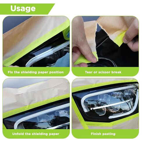 4 Rolls Pre-Taped Masking Paper, 6" x 50 Ft Adhesive Protective Painters Paper for Covering Cars, Furniture, Floors & Frames in Saudi Arabia