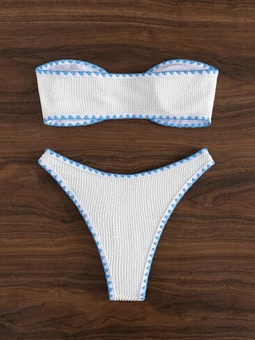 Women's O Ring Strapless Bandeau Bikini Swimsuit Cut Out Swimwear in Saudi Arabia