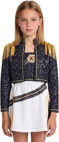 SAVITO Popular Singer Performance Outfits, Black Golden Printed Clothing Suitable for Kids Aged 3-12, Christmas Gift in Saudi Arabia
