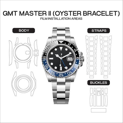 فيلم حماية ساعة INCO متوافق مع GMT-Master II المرجع. 126710,126711,126715 - قطعتان من واقيات TPU للهيكل والسوار، لمسة نهائية لامعة غير مرئية، مضادة للخدش (سوار أويستر) in Kuwait
