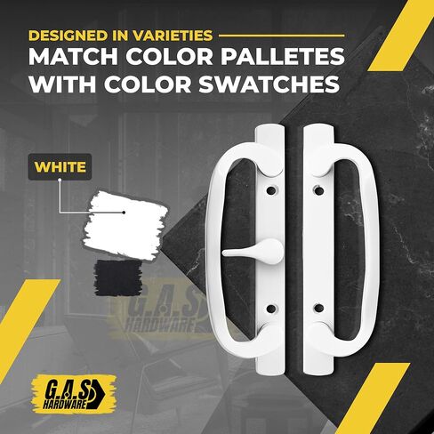 8.5" Legacy Sliding Patio Door Handle Set – White, Non-Keyed, Center Latch – Fits 3-15/16" Screw Spacing, 1-1/4" to 2-1/4" Thick Doors– Sash Controls 2265 Handle Replacement– Mortise Lock NOT Included in Saudi Arabia