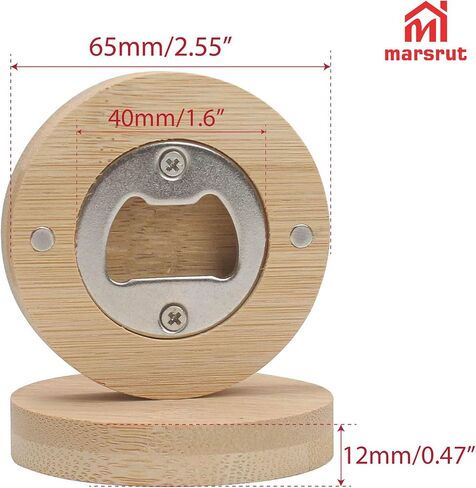 30pcs Bamboo Bottle Opener, Wood Bulk Wooden Openers, Fridge Magnet Round Beer Opener, 2.6" Magnetic Sticker for DIY Bar Decoration Refrigerator Coaster Gift Guest Lover Wedding Kitchens Home Parties in Saudi Arabia