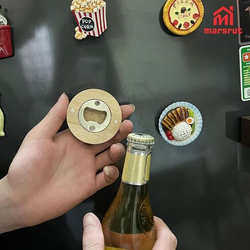 30pcs Bamboo Bottle Opener, Wood Bulk Wooden Openers, Fridge Magnet Round Beer Opener, 2.6" Magnetic Sticker for DIY Bar Decoration Refrigerator Coaster Gift Guest Lover Wedding Kitchens Home Parties in Saudi Arabia