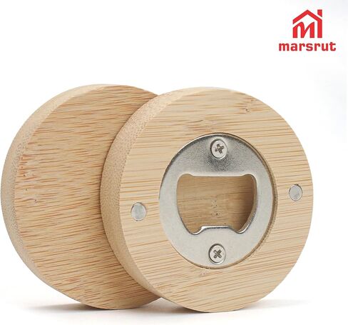30pcs Bamboo Bottle Opener, Wood Bulk Wooden Openers, Fridge Magnet Round Beer Opener, 2.6" Magnetic Sticker for DIY Bar Decoration Refrigerator Coaster Gift Guest Lover Wedding Kitchens Home Parties in Saudi Arabia