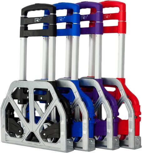 Folding Hand Truck Aluminum Portable Folding Hand Cart 165lbs Capacity Hand Cart and Dolly Ideal for Home, Auto, Office,Travel Use,Black in Saudi Arabia