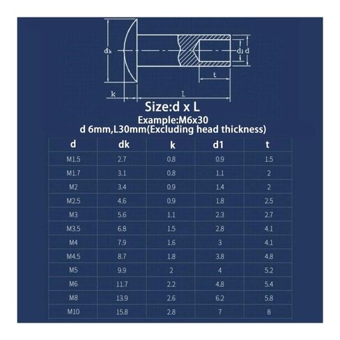 10-50 قطعة M4 M5 304 الفولاذ المقاوم للصدأ رأس تروس مسطح مستدير نصف ساق برشام مجوف مسامير معدنية (5 مللي متر، M5-10pcs) in Kuwait