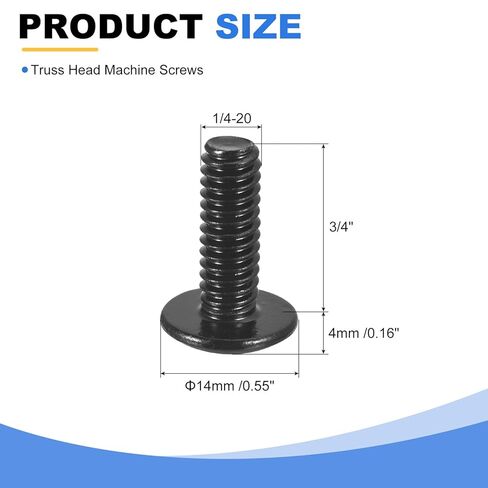 uxcell 1/4-20 x 3/4" Truss Head Phillips Machine Screws, Full Thread, Phillips Drive, 304 Stainless Steel 18-8, Black Oxide Finish, Quantity 25 in Saudi Arabia