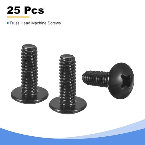 uxcell 1/4-20 x 3/4" Truss Head Phillips Machine Screws, Full Thread, Phillips Drive, 304 Stainless Steel 18-8, Black Oxide Finish, Quantity 25 in Saudi Arabia