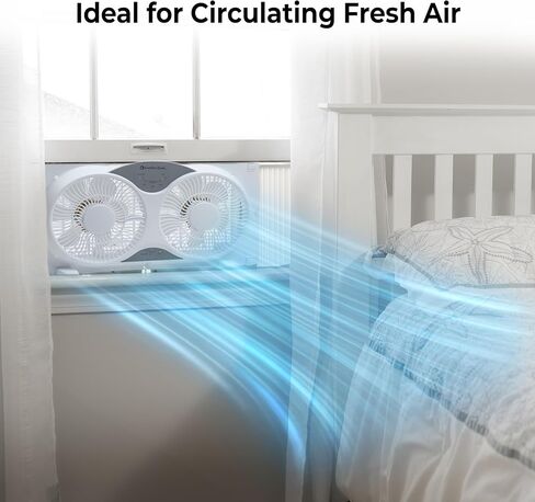 Comfort Zone Twin Window Fan with Remote Control, Removable Cover, Reversible, 9 inch, 3 Speed, 3 Function, Expandable, Exhaust, Airflow 8.40 ft/sec, Ideal for Home, Kitchen, Bedroom & Office, CZ310R in Saudi Arabia