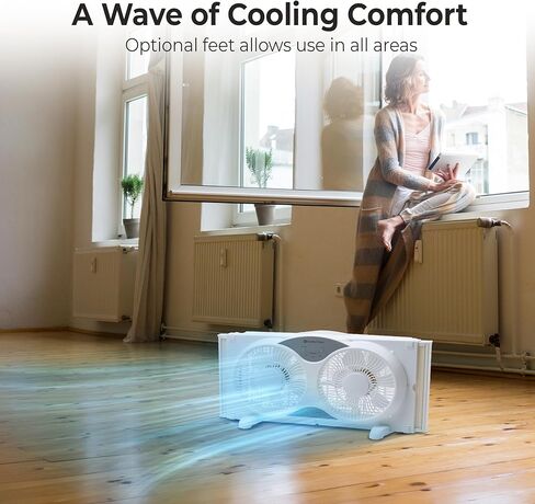 Comfort Zone Twin Window Fan with Remote Control, Removable Cover, Reversible, 9 inch, 3 Speed, 3 Function, Expandable, Exhaust, Airflow 8.40 ft/sec, Ideal for Home, Kitchen, Bedroom & Office, CZ310R in Saudi Arabia