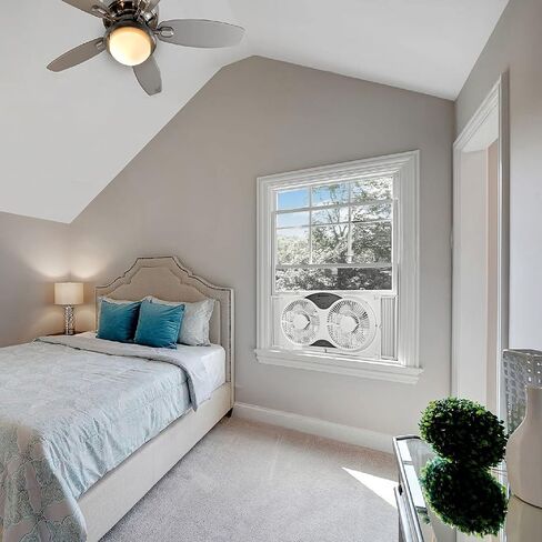 Comfort Zone Twin Window Fan with Remote Control, Removable Cover, Reversible, 9 inch, 3 Speed, 3 Function, Expandable, Exhaust, Airflow 8.40 ft/sec, Ideal for Home, Kitchen, Bedroom & Office, CZ310R in Saudi Arabia