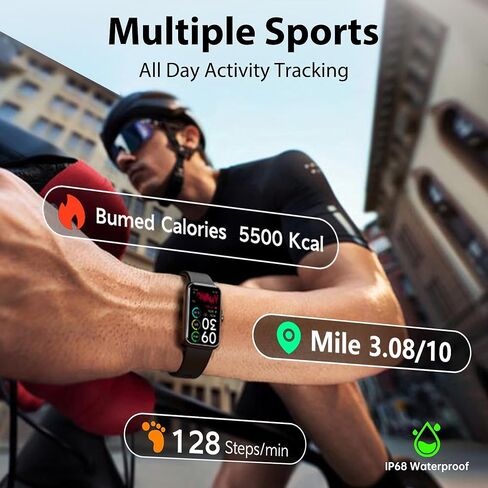 جهاز تتبع اللياقة البدنية مع معدل ضربات القلب المستمر على مدار 24 ساعة طوال أيام الأسبوع، مراقب الأكسجين في الدم، ساعة ذكية مع مراقب النوم، IP68 مقاوم للماء، عداد الخطوات للنساء والرجال in Kuwait