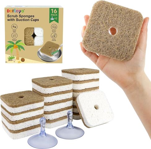 12 Count Plant-Based Kitchen Sponges, Compostable Cellulose Sponge, Biodegradable Sponges for Dishes, Non-Scratch Cleaning Sponges for Kitchen, Bathroom, Household Cleaning in Saudi Arabia