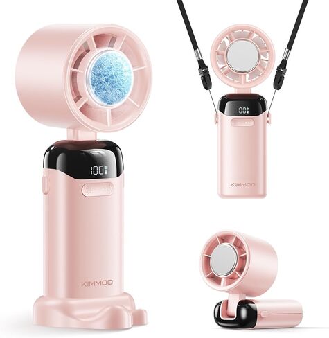 KIMMOO Handheld Portable Turbo Fan with Ice Cooler, Powerful 21000 RPM, Speed (1-199), Up to 14Hrs Cooling, Rechargeable Personal Fan, Small Pocket Hand Fans for Travel/Outdoor/Home/Office (Black) in Kuwait