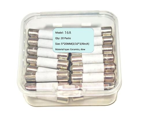 16A, T16A, 16AH250V, 16AH, Ceramic Fuse, T16A 250V, Slow Breaking Fuse 5 * 20mm /0.19 * 0.78inch (20Pcs) in Saudi Arabia
