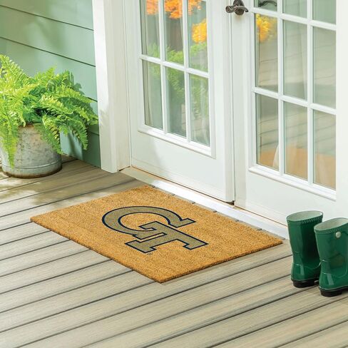 Team Sports America NCAA Georgia Tech Coir Doormat 36"x24", Official Full Color Team Logo, Extra Large Front Door Mat, Outdoor Indoor Entrance Rug, Non-Slip Welcome Mat for Porch Patio in Saudi Arabia