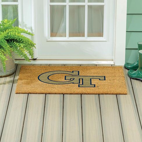Team Sports America NCAA Georgia Tech Coir Doormat 36"x24", Official Full Color Team Logo, Extra Large Front Door Mat, Outdoor Indoor Entrance Rug, Non-Slip Welcome Mat for Porch Patio in Saudi Arabia