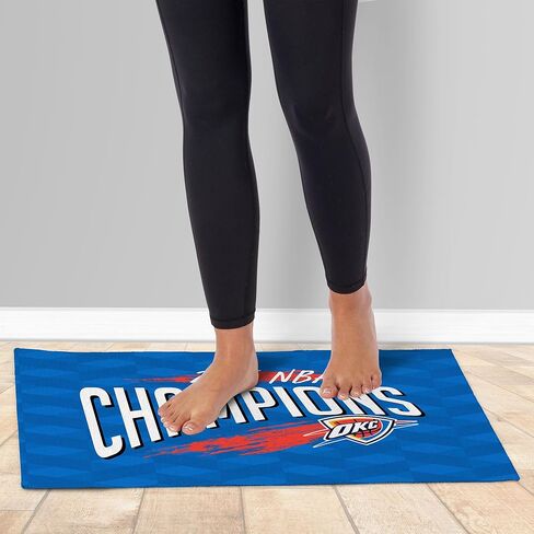 Northwest Oklahoma City Thunder 2025 NBA Champions Worthy Washable Rug, Official 20" x 32" Printed Accent Mat with Non-Slip Backing, Basketball Fan Decor for Entryway, Bathroom, or Laundry Room in Saudi Arabia