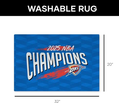 Northwest Oklahoma City Thunder 2025 NBA Champions Worthy Washable Rug, Official 20" x 32" Printed Accent Mat with Non-Slip Backing, Basketball Fan Decor for Entryway, Bathroom, or Laundry Room in Saudi Arabia