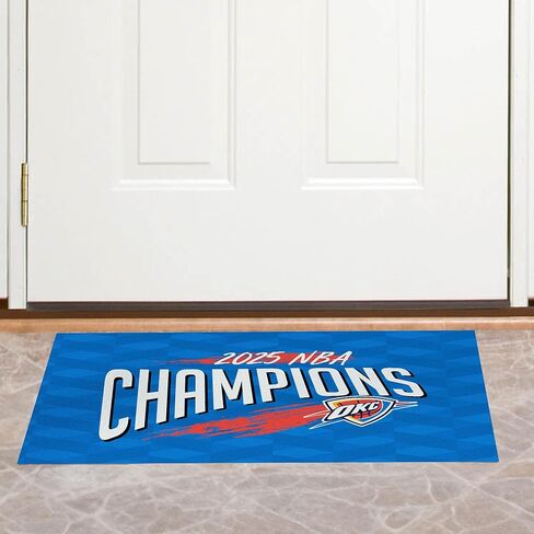 Northwest Oklahoma City Thunder 2025 NBA Champions Worthy Washable Rug, Official 20" x 32" Printed Accent Mat with Non-Slip Backing, Basketball Fan Decor for Entryway, Bathroom, or Laundry Room in Saudi Arabia