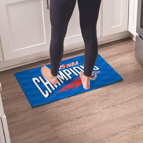 Northwest Oklahoma City Thunder 2025 NBA Champions Worthy Washable Rug, Official 20" x 32" Printed Accent Mat with Non-Slip Backing, Basketball Fan Decor for Entryway, Bathroom, or Laundry Room in Saudi Arabia