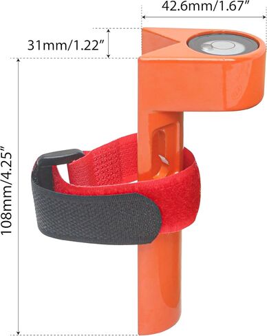 Grade Rod Level, Pole Rod Bubble Level with Adjustable Tie Strap, Aluminum Alloy Stick Right Angle Leveling Tool, 90 Degree Large Handheld Fixed Special Horizontal Bubble Level for Vial Tower Ruler in Saudi Arabia