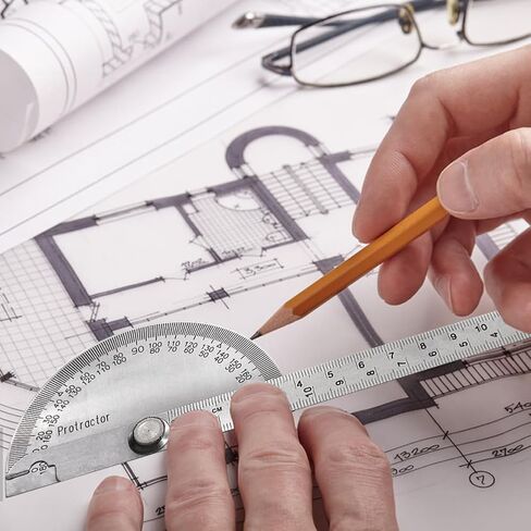 منقلة زاوية من الفولاذ المقاوم للصدأ، منقلة رأس مستديرة 0-180 درجة، مسطرة تحديد زوايا الأعمال الخشبية، أداة ميكانيكية، أداة قياس زاوية قابلة للتعديل (اللون: فضي) in Kuwait