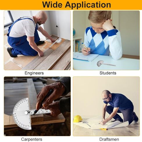 منقلة زاوية من الفولاذ المقاوم للصدأ، منقلة رأس مستديرة 0-180 درجة، مسطرة تحديد زوايا الأعمال الخشبية، أداة ميكانيكية، أداة قياس زاوية قابلة للتعديل (اللون: فضي) in Kuwait