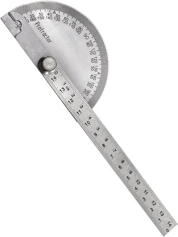 منقلة زاوية من الفولاذ المقاوم للصدأ، منقلة رأس مستديرة 0-180 درجة، مسطرة تحديد زوايا الأعمال الخشبية، أداة ميكانيكية، أداة قياس زاوية قابلة للتعديل (اللون: فضي) in Kuwait