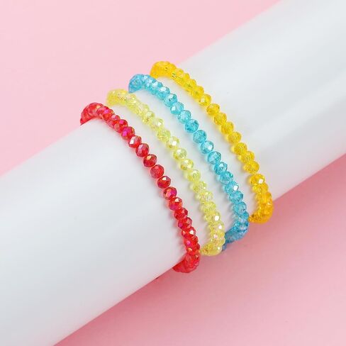 Beaded Bracelets for Women, 4pcs Stackable Healing Crystal Bead Women's Bracelet Summer Jewelry, Inspirational Gifts for Women in Kuwait