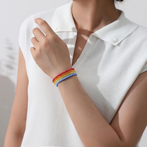 Beaded Bracelets for Women, 4pcs Stackable Healing Crystal Bead Women's Bracelet Summer Jewelry, Inspirational Gifts for Women in Kuwait