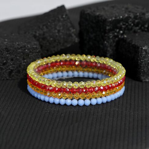 Beaded Bracelets for Women, 4pcs Stackable Healing Crystal Bead Women's Bracelet Summer Jewelry, Inspirational Gifts for Women in Kuwait