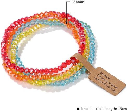 Beaded Bracelets for Women, 4pcs Stackable Healing Crystal Bead Women's Bracelet Summer Jewelry, Inspirational Gifts for Women in Kuwait