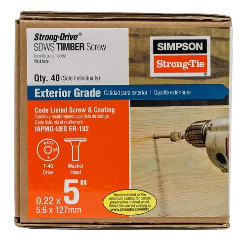 Simpson Strong-Tie SDWS22500DB-RP1 Strong-Drive SDWS Timber Screw (Exterior Grade) — 0.220 in. x 5 in. T40, Tan in Saudi Arabia