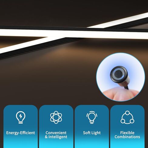 Art3d LED Recessed Lighting Kit - 6pcs Self-Adhesive White LED Light with Smart Switch, 3000k Touching Switch Light for Wood Slat Wall Panels, Headboards, Stairs, Under Cabinet, Home Decor in Saudi Arabia