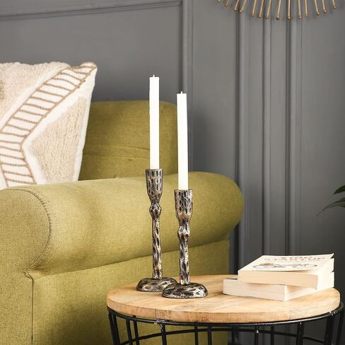 مجموعة حوامل شموع فضية من Rely+ مكونة من 2 قطعة مركزية على شكل دائري لطاولة الطعام وحامل شموع لتزيين المنزل وحامل شموع للمنزل وحفلات الزفاف in Kuwait