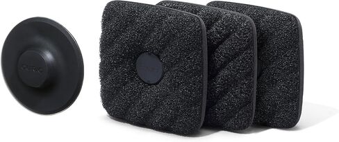Curio Home Goods Ionic Non-Scratch Dish Sponges with Magnetized Holder, Odor Resistant Synthetic Scrub Sponges, 3 Pack, Black in Saudi Arabia
