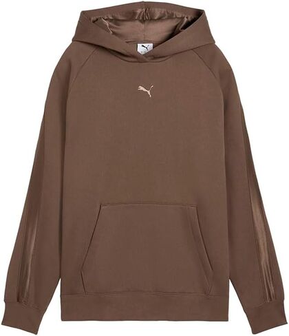 PUMA Womens Essentials Elevated Satin Hoodie كاجوال ملابس خارجية كاجوال - بني in Saudi Arabia