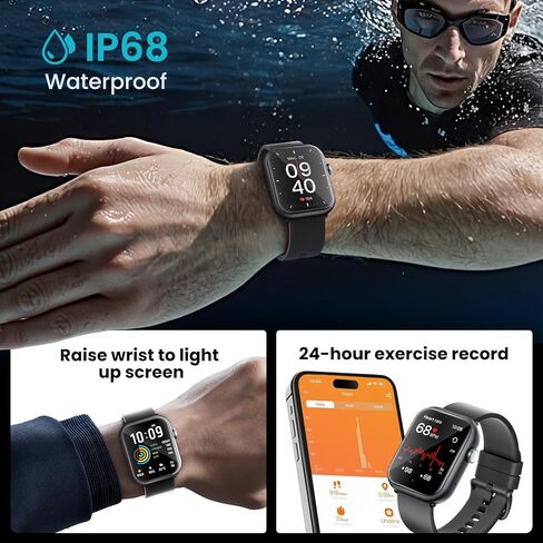 1.96 "HD Calling Smartwatch ، 120 Sports ، Heart & Sleep Tracker ، IP67 in Kuwait