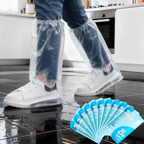 12 Pcs Individually Packaged Long Rain Shoe Covers, Extended Length Clear Adults Shoe Ponchos, Anti-Slip Plastic Rain Boot Covers, Perfect for Adults & Disney Trips (Clear Adults L 12Pcs) in Saudi Arabia