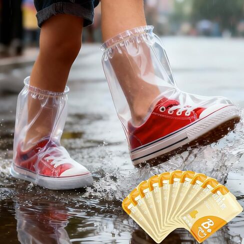 12 Pcs Individually Packaged Long Rain Shoe Covers, Extended Length Clear Adults Shoe Ponchos, Anti-Slip Plastic Rain Boot Covers, Perfect for Adults & Disney Trips (Clear Adults L 12Pcs) in Saudi Arabia