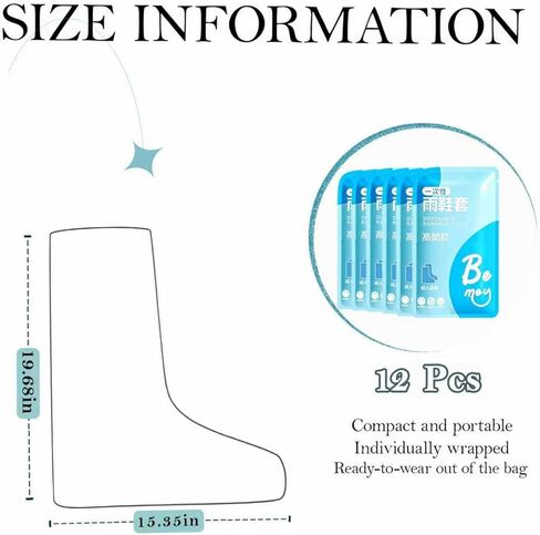12 Pcs Individually Packaged Long Rain Shoe Covers, Extended Length Clear Adults Shoe Ponchos, Anti-Slip Plastic Rain Boot Covers, Perfect for Adults & Disney Trips (Clear Adults L 12Pcs) in Saudi Arabia