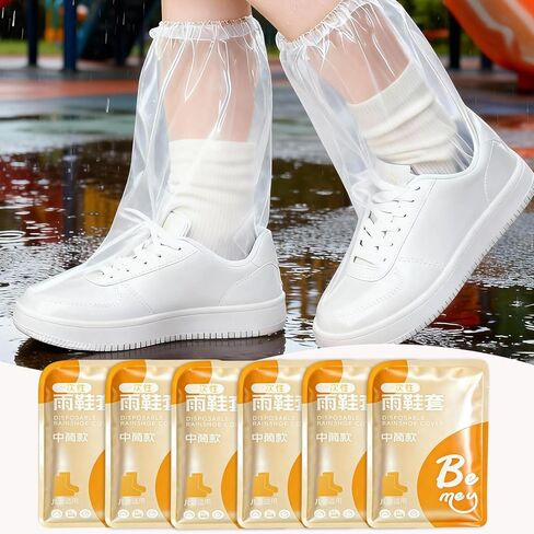12 Pcs Individually Packaged Long Rain Shoe Covers, Extended Length Clear Adults Shoe Ponchos, Anti-Slip Plastic Rain Boot Covers, Perfect for Adults & Disney Trips (Clear Adults L 12Pcs) in Saudi Arabia
