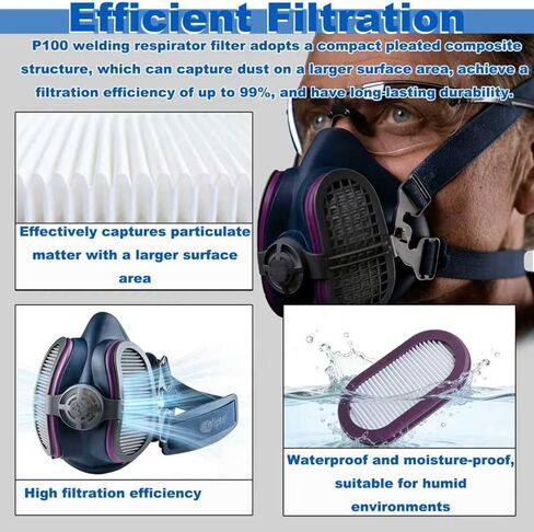 8 عبوات من فلاتر أجهزة التنفس SPR321 P100 البديلة، متوافقة مع جهاز التنفس Elipse Half Mask SPR451 SPR457 SPR449 SPR456 S/M M/L in Kuwait
