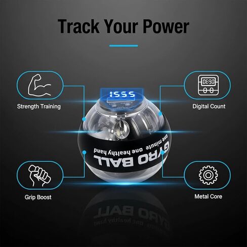 Torque Ball Hand Exerciser - Auto-Start Wrist Power Gyro Ball with LED Lights, Forearm & Grip Strength Trainer in Saudi Arabia