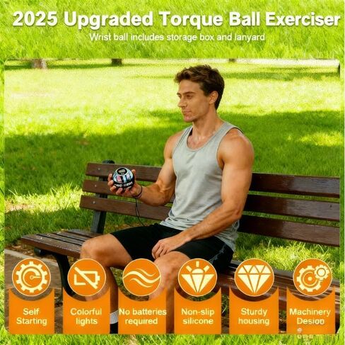 Torque Ball Hand Exerciser - Auto-Start Wrist Power Gyro Ball with LED Lights, Forearm & Grip Strength Trainer in Saudi Arabia