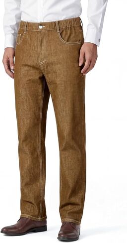 Heyfanee Mens Linen Jeans Slim Fit Lightweight Elastic Waist Pants for Men in Saudi Arabia