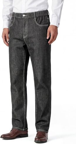 Heyfanee Mens Linen Jeans Slim Fit Lightweight Elastic Waist Pants for Men in Saudi Arabia